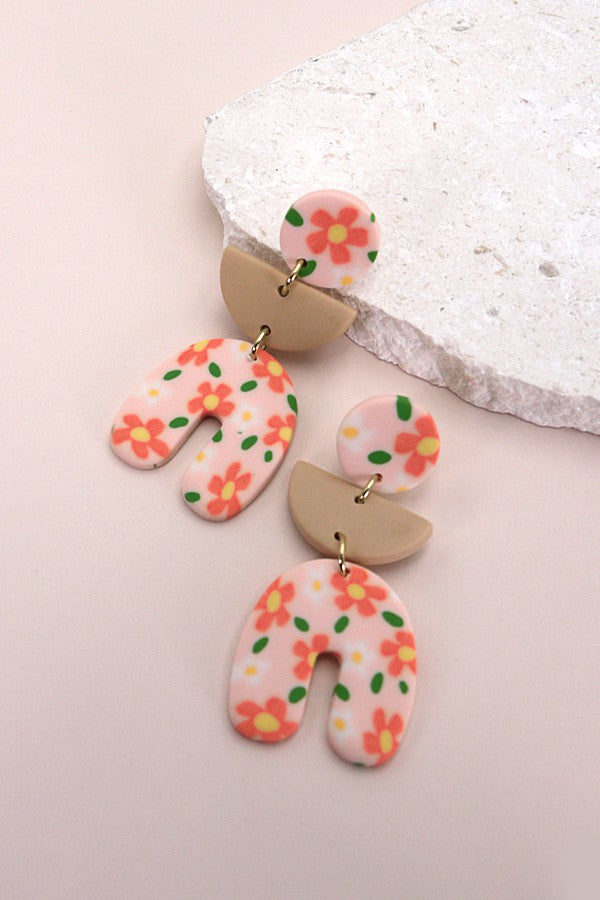 Peach flower earrings
