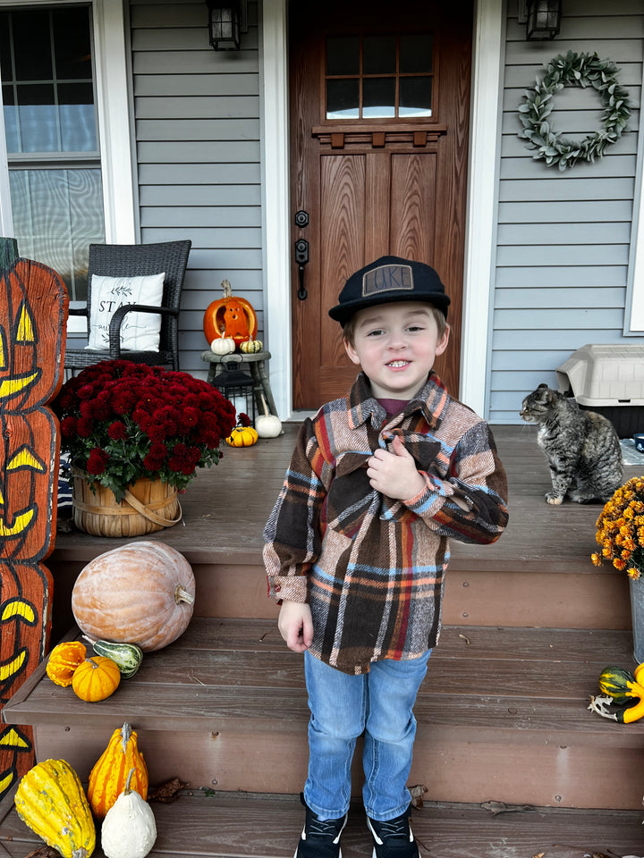 Boys Brown Plaid Shacket